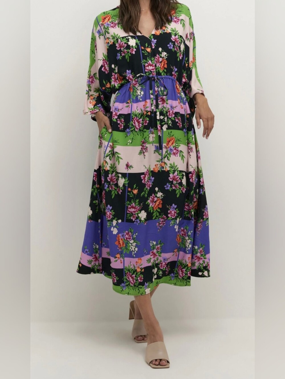 Culture cuTrudy Maxi Dress Patchwork Floral Day Dress Viscose L